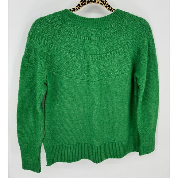 Talbots Green Knit Pullover Long Sleeve Crew Neck Wool Blend Sweater - Picture 4 of 8